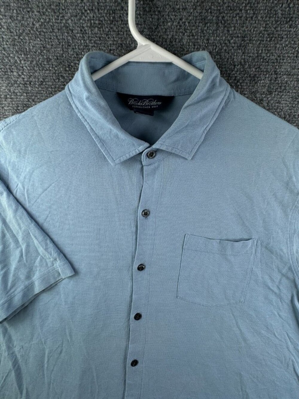 Brooks Brothers Short Sleeve Button Up Shirt Men’s Blue Large Cotton Soft Adult